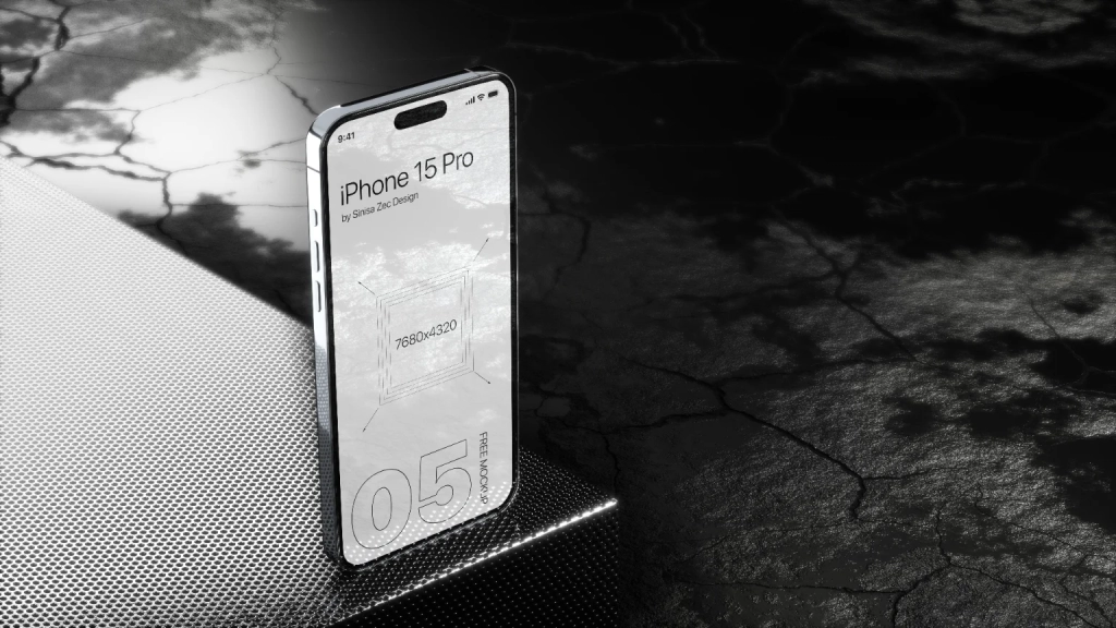iphone 15 Pro free psd mockup on dark background